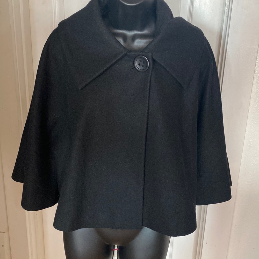 EXPRESS Black cape style wool blend jacket L